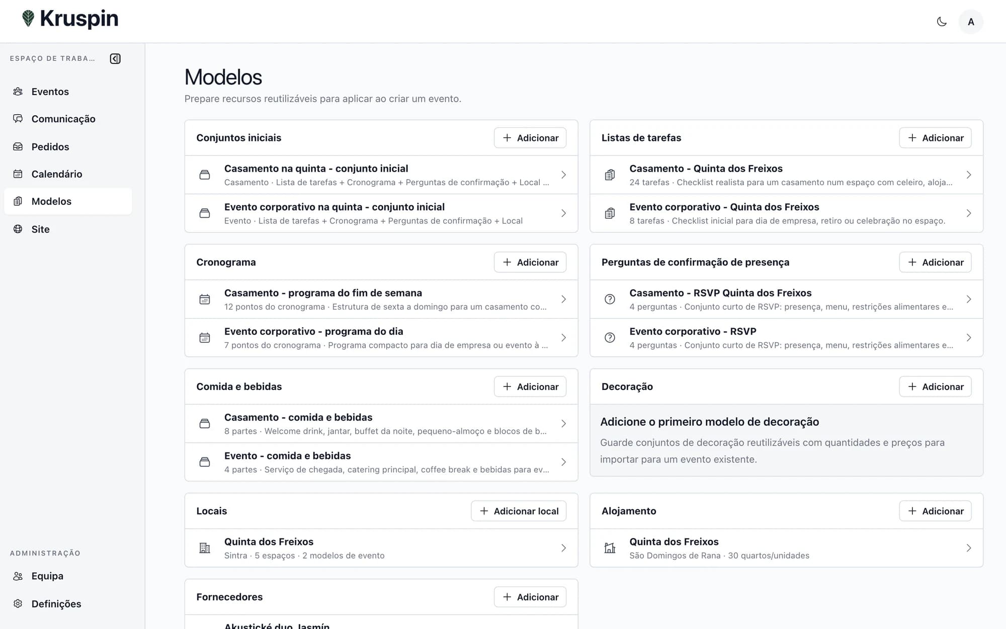 Biblioteca de modelos próprios no Kruspin