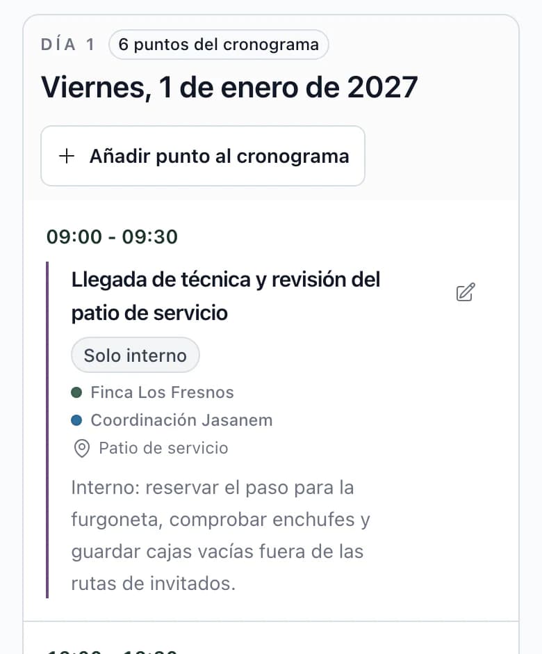 Cronograma en el móvil