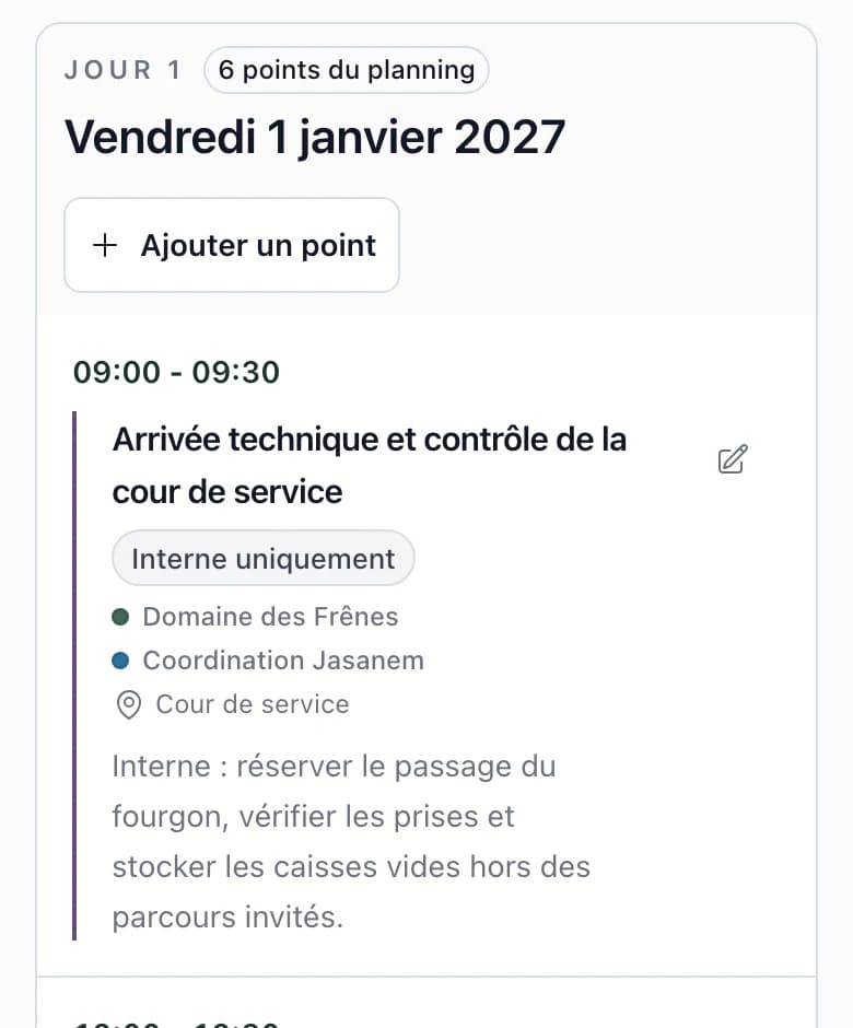 Planning sur téléphone