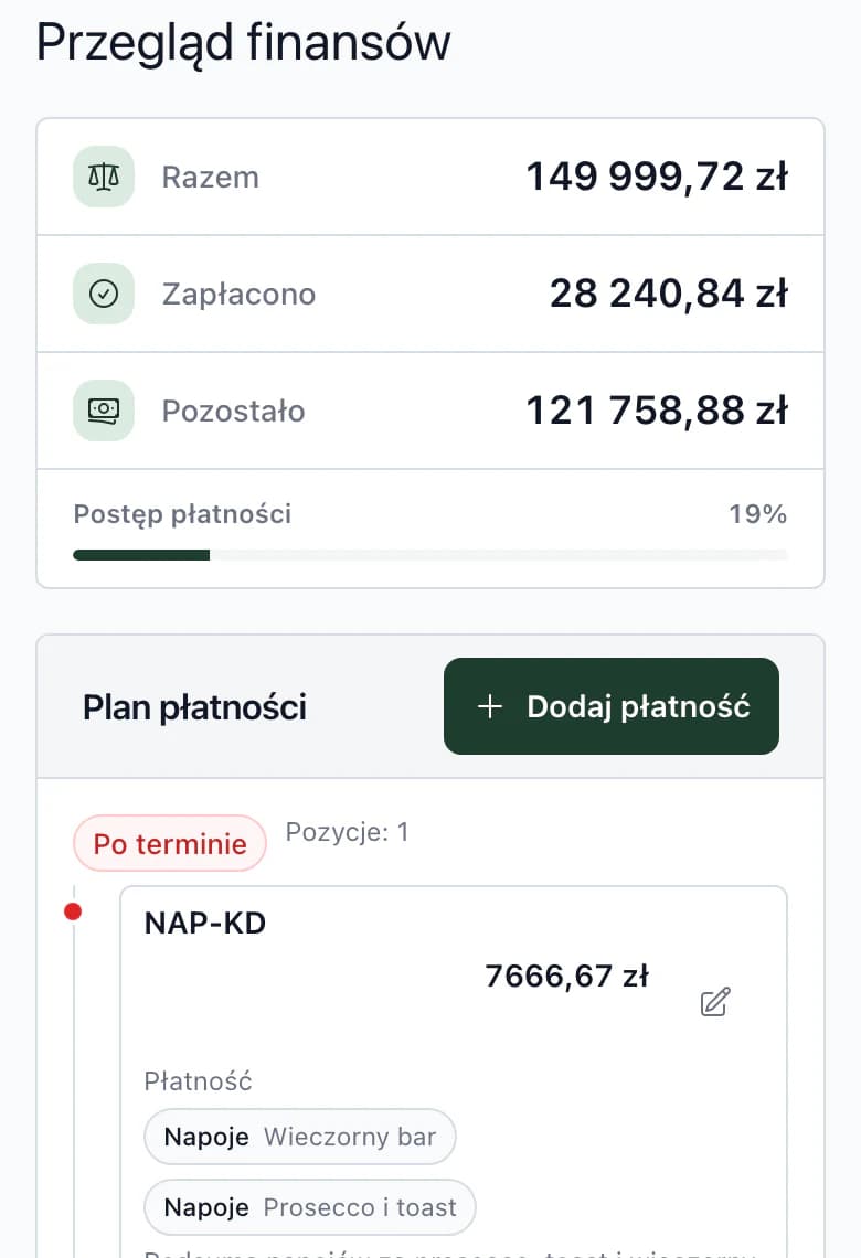 Budżet na telefonie: razem, zapłacono, pozostało i pierwsza płatność planu
