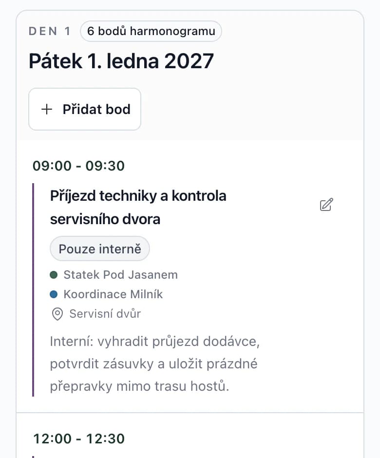 Harmonogram na telefonu