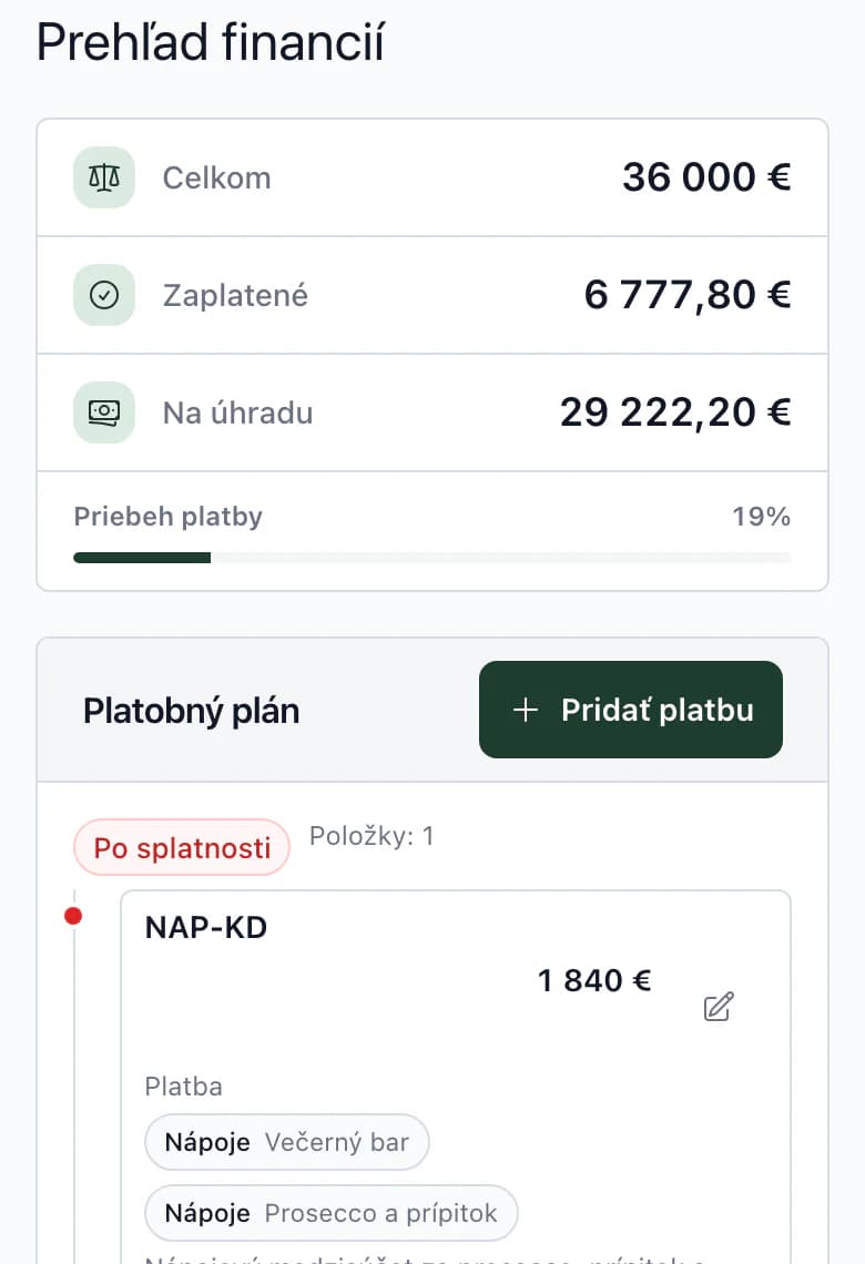 Rozpočet na telefóne: celkom, uhradené, zostáva a prvá platba platobného plánu