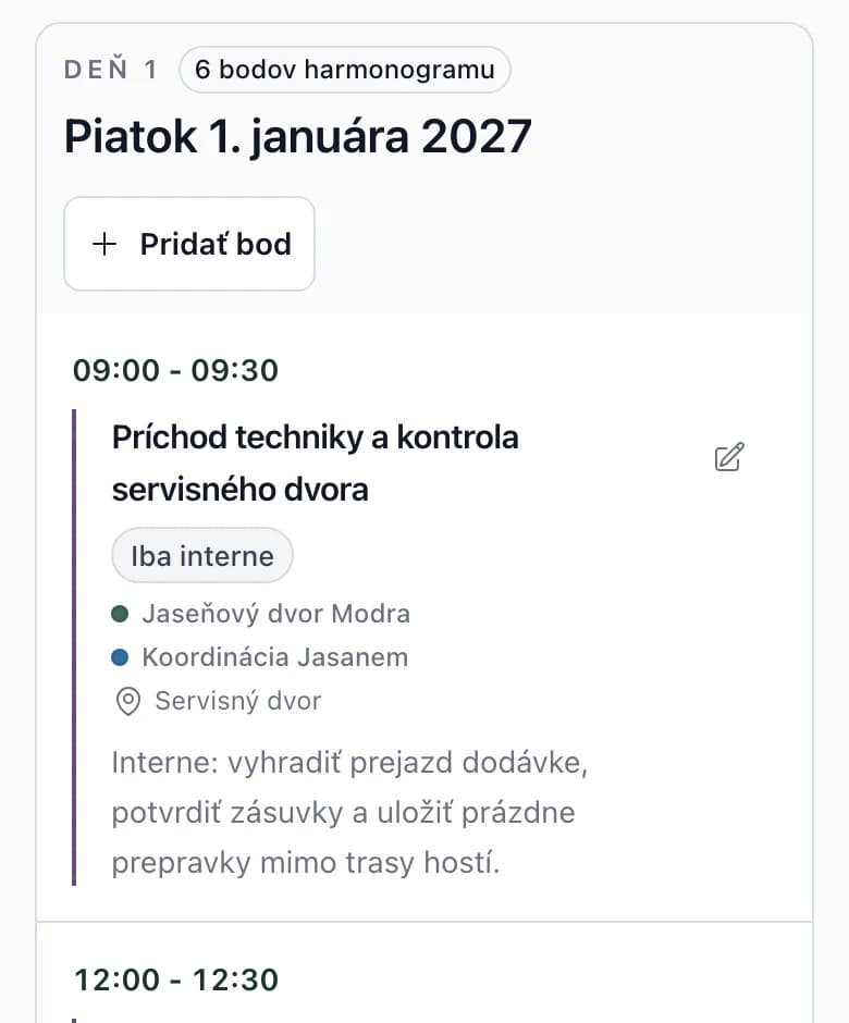 Harmonogram na telefóne