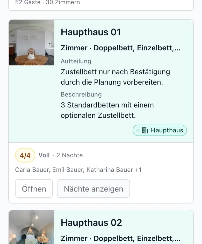 Unterkünfte am Smartphone