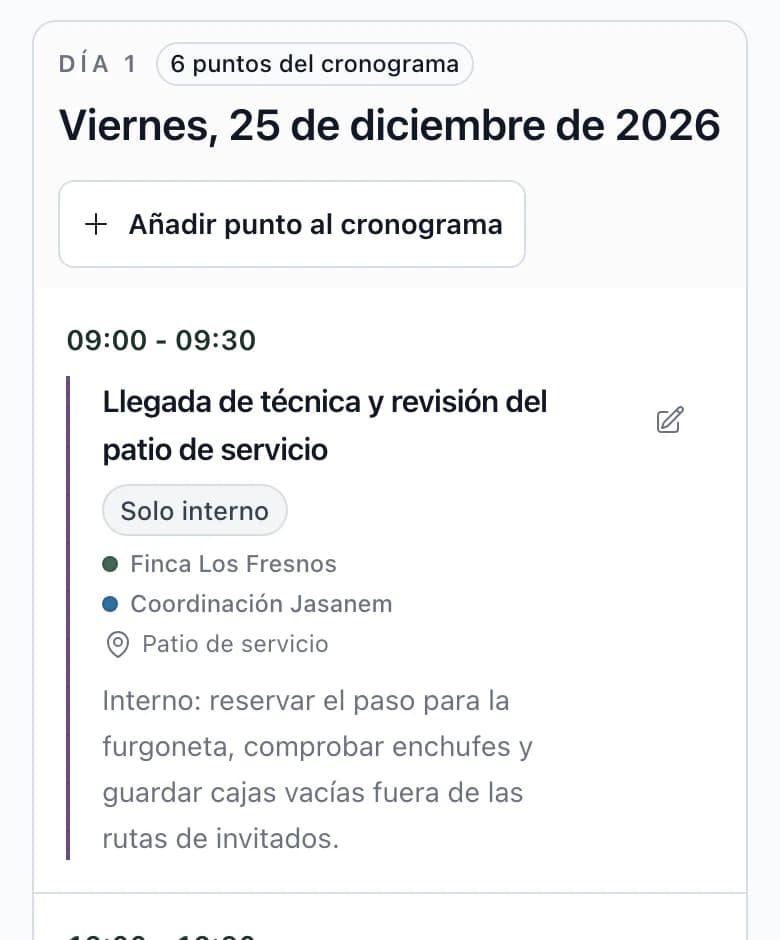 Cronograma en el móvil