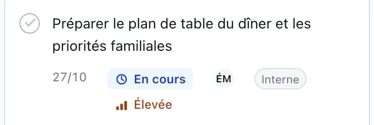 Tâche en retard : relancer les derniers invités sans réponse, en attente de réponse, priorité haute