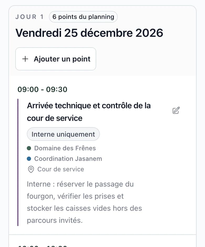 Planning sur téléphone