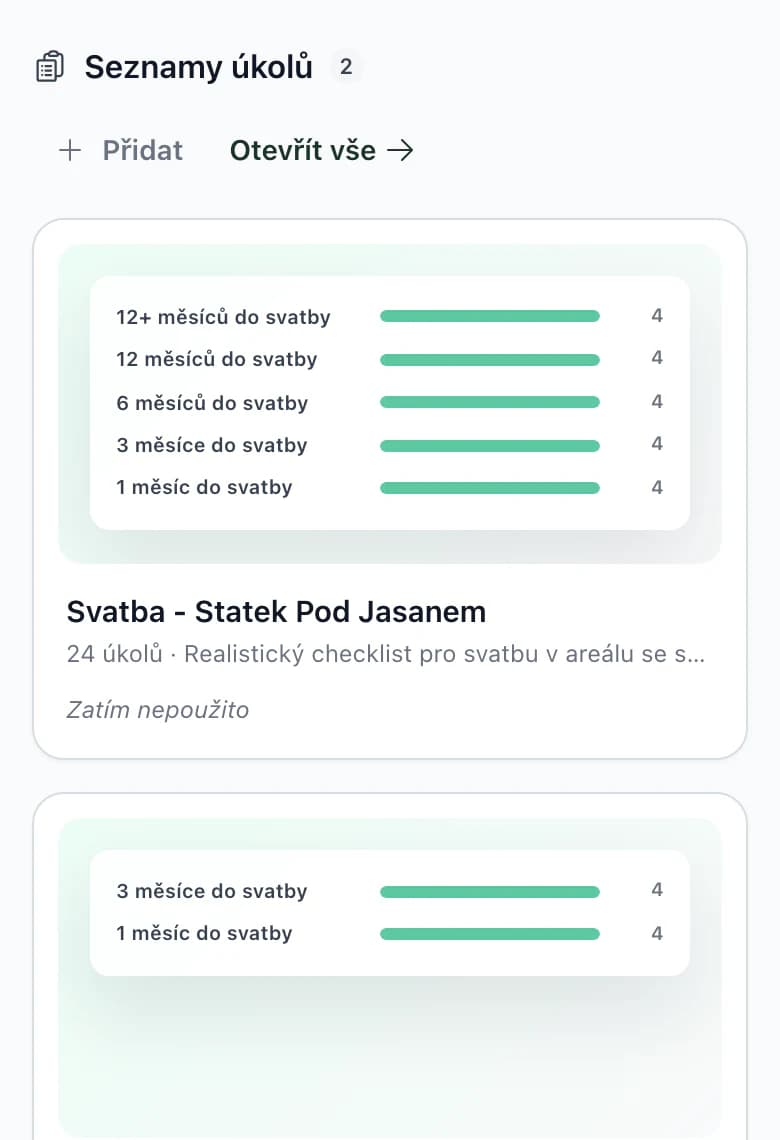 Šablony na telefonu: seznamy úkolů s náhledem po měsících do svatby