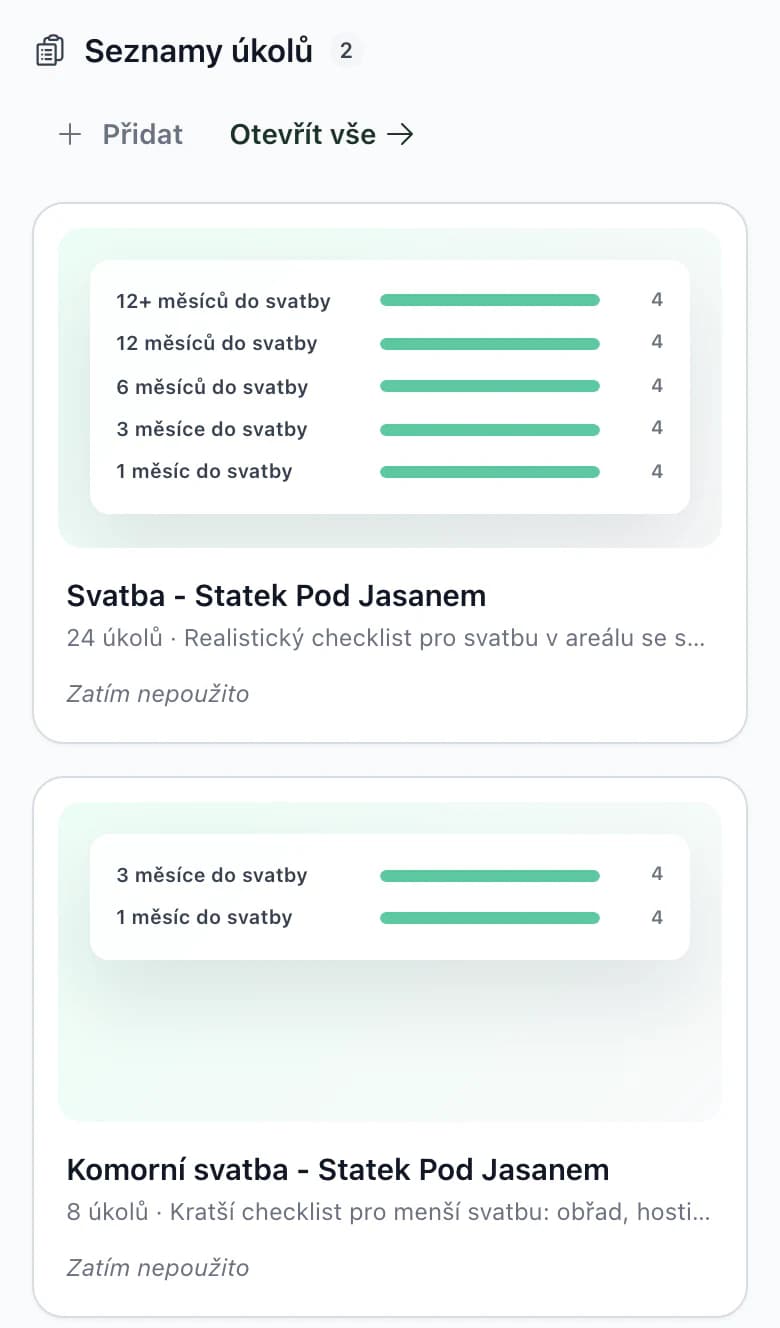 Šablony na telefonu: seznamy úkolů s náhledem po měsících do svatby