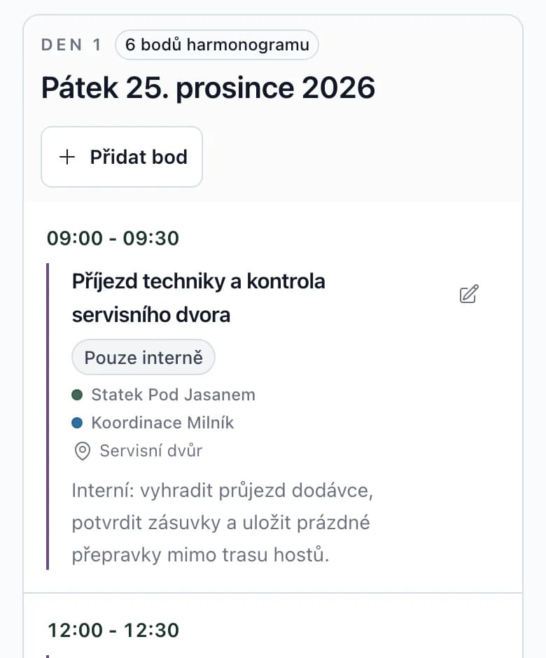 Harmonogram na telefonu
